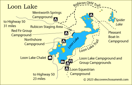 map of Loon Lake campgrounds, El Dorado National Forest, CA