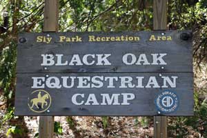 Photo of Black Oak Equestrian Camp sign, Eldorado National Forest, CA