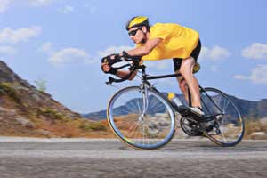 photo of cyclist, El Dorado National Forest, CA