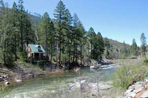 Photo of cabin on South Fork American River near Kyburz, CA